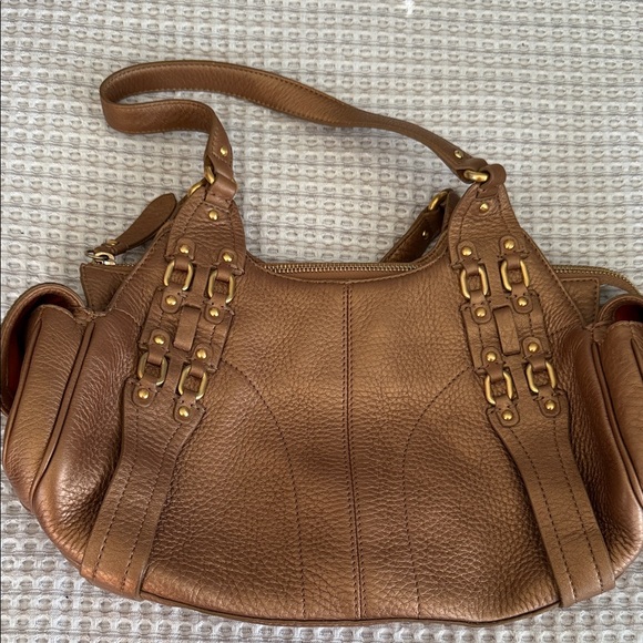 Cole Haan Handbags - Cole Haan Tan Leather Shoulder Bag with Gold Accents
